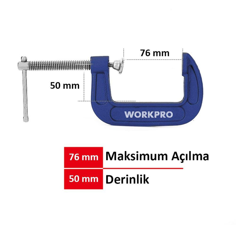 WORKPRO WP232018 75mm G Tipi İşgəncə