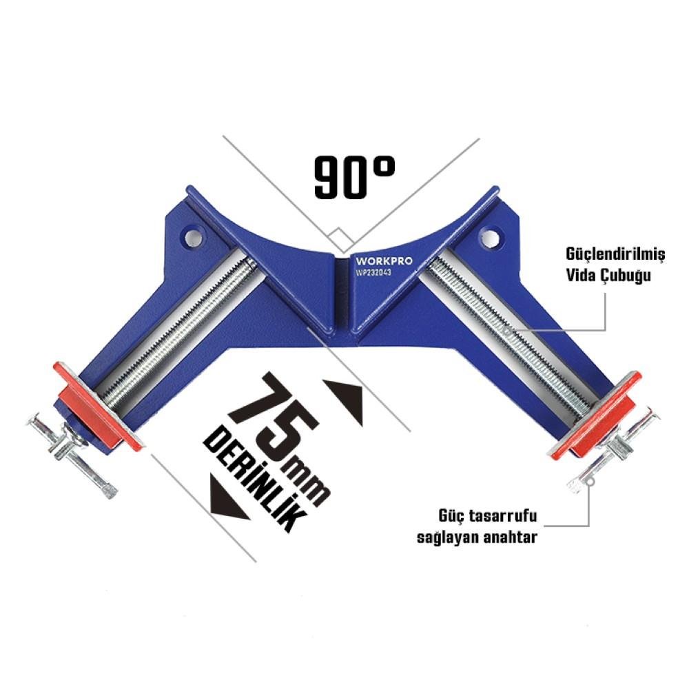 WORKPRO WP232043 75mm 90° Profesyonel Köşe İşkence - Onivias