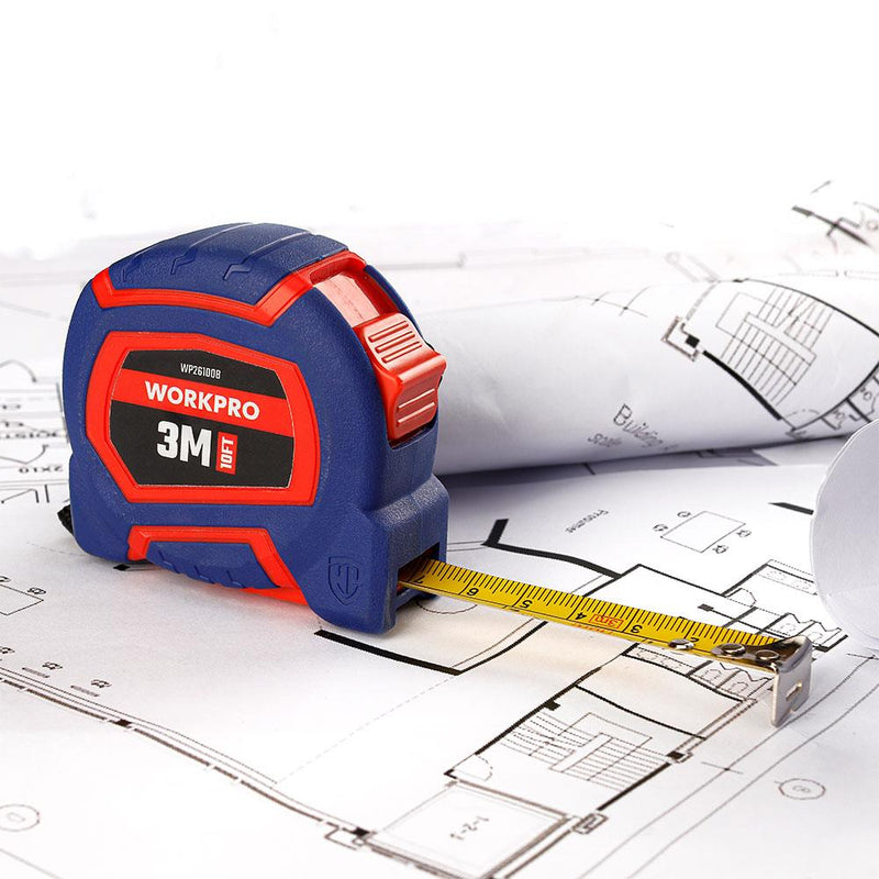 WORKPRO WP261008 3Mx16mm/10Ft. Neylon örtüklü sarı polad lent ölçüsü