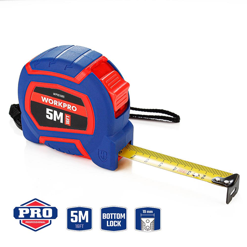 WORKPRO WP261009 5Mx19mm/16Ft. Naylon Kaplama Sarı Çelik Şerit Metre - Onivias