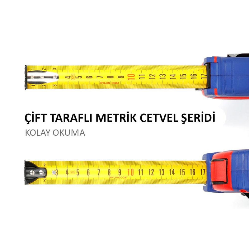 WORKPRO WP261041 5Mx25mm Neylon örtüklü sarı ikitərəfli maqnit polad lent ölçüsü