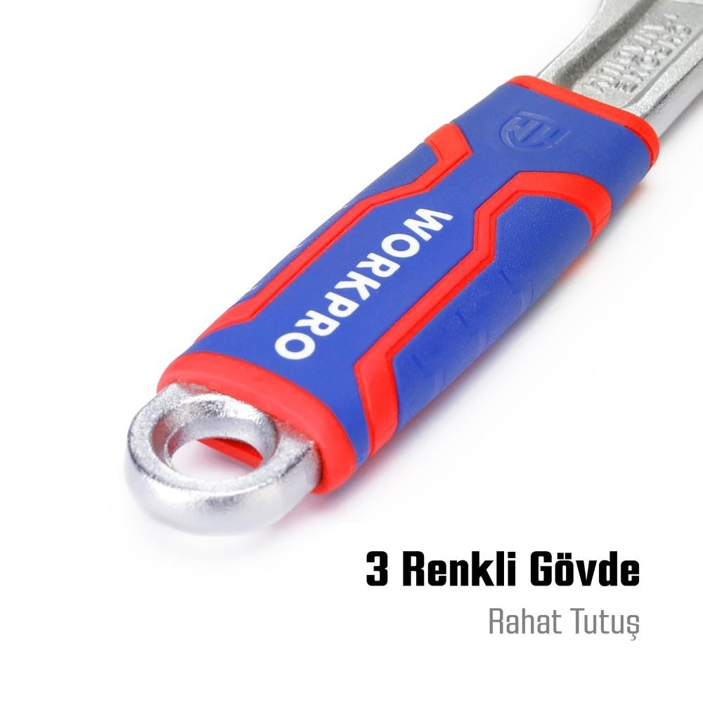 WORKPRO WP272011 200mm Cr - V Profesyonel Kurbağacık Anahtar - Onivias