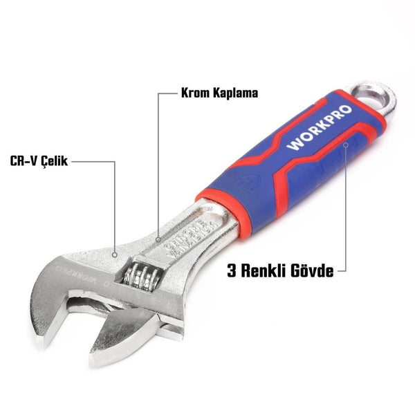 WORKPRO WP272011 200mm Cr - V Profesyonel Kurbağacık Anahtar - Onivias