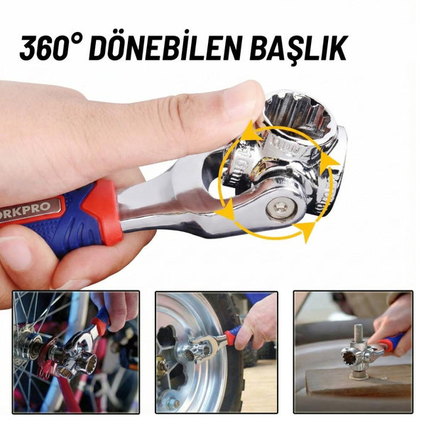 WORKPRO WP272018 8 IN 1 Mafsallı Çok Fonksiyonlu Profesyonel Lokma Anahtarı - Onivias