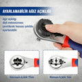 WORKPRO WP272063 7 - 22mm CR - V Profesyonel Ayarlanabilir 200mm Cırcır Anahtar - Onivias