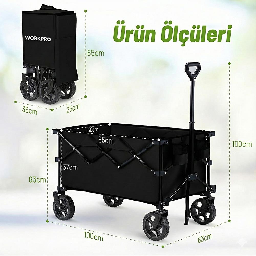 WORKPRO WP285015 80Kg 4 Tekerli Katlanabilir Ağır Hizmet Taşıma Arabası - Onivias