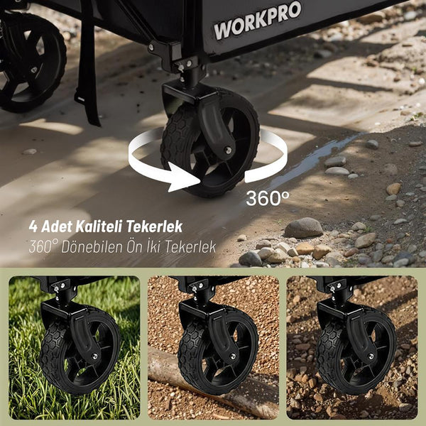 WORKPRO WP285015 80Kg 4 Tekerli Katlanabilir Ağır Hizmet Taşıma Arabası - Onivias