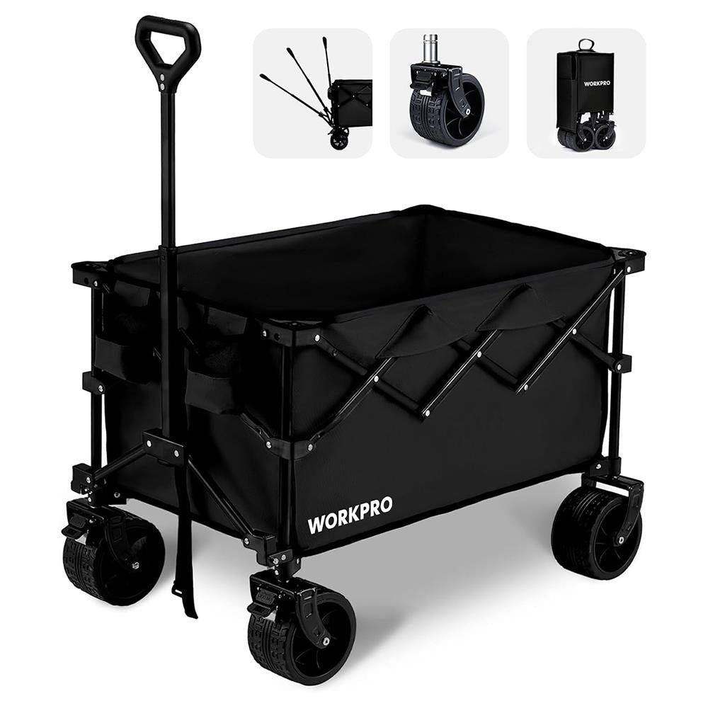 WORKPRO WP285016 100Kg 4 Tekerli Katlanabilir Ağır Hizmet Taşıma Arabası / Plaj Arabası - Onivias