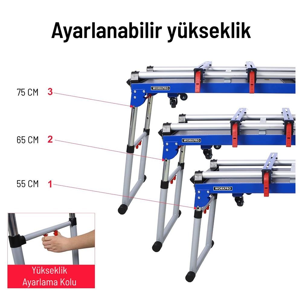 WORKPRO WP289020 150Kg 4’ü 1 Arada Tekerlekli Çok Amaçlı Profesyonel Çalışma Tezgâhı - Onivias