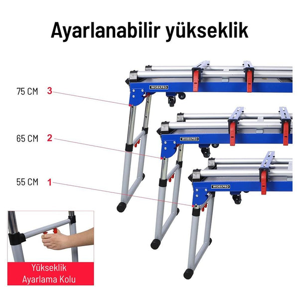 WORKPRO WP289020 150Kg 4’ü 1 Arada Tekerlekli Çok Amaçlı Profesyonel Çalışma Tezgâhı - Onivias