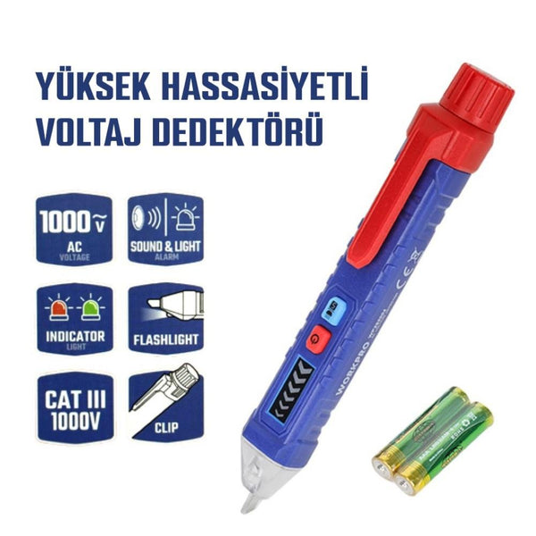 WORKPRO WP295004 12 - 1000 Volt AC Yüksek Hassasiyetli Profesyonel Voltaj Dedektörü - Onivias