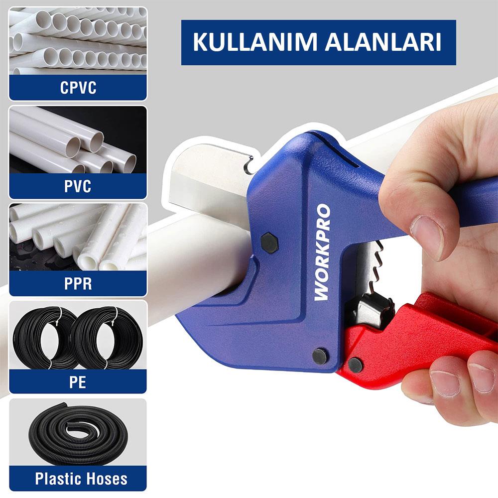 WORKPRO WP301007 60.5mm Profesyonel PPRC Plastik Boru Kesme Makası - Onivias