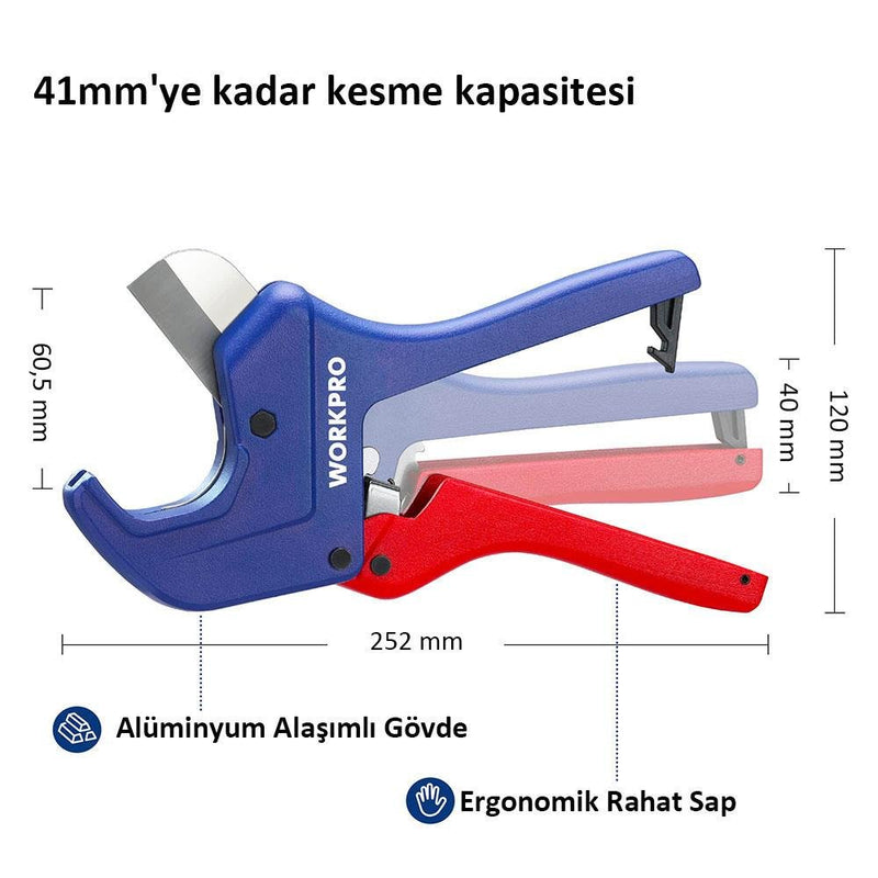 WORKPRO WP301007 60.5mm Professional PPRC Plastik Boru Kəsicisi