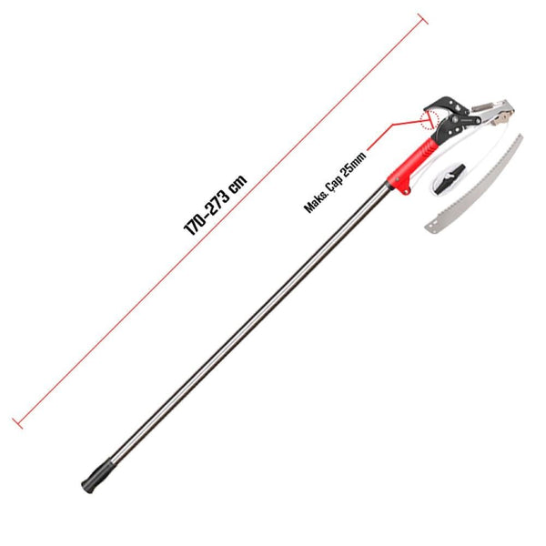 WORKPRO WP333006 270cm 2 IN 1 Teleskobik Saplı Profesyonel Ağaç Budama Testeresi ve 25mm Dal Budama Makası - Onivias