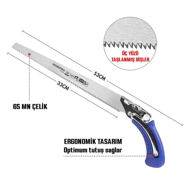 WORKPRO WP333008 325mm 8TPI Profesyonel Ağaç Budama Testeresi - Onivias