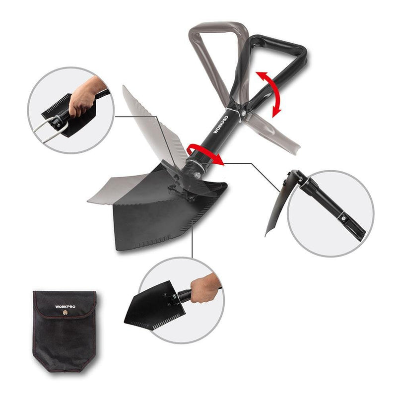 WORKPRO WP335006 570MM qatlanan çoxməqsədli peşəkar düşərgə kürəyi