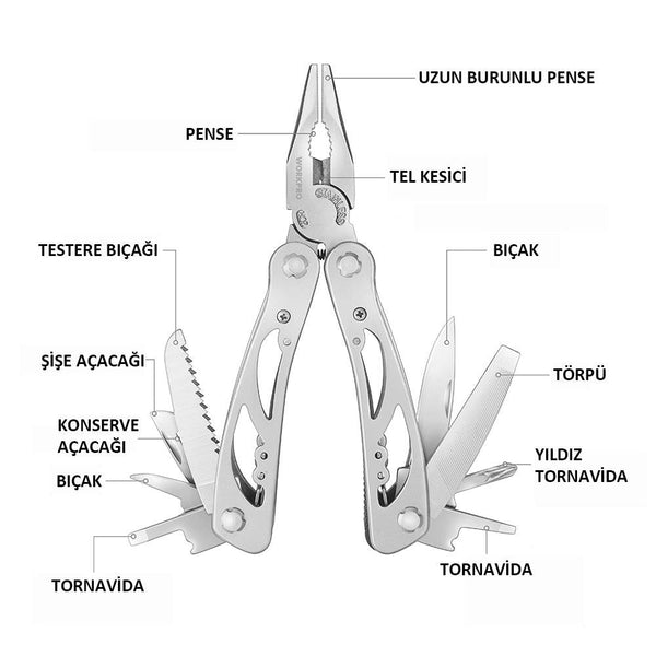 WORKPRO WP382001 12 IN 1 Çok Fonksiyonlu Profesyonel Pense Seti + Taşıma Kılıfı - Onivias