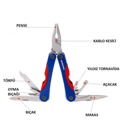 WORKPRO WP382017 12 IN 1 Çok Fonksiyonlu Profesyonel Mini Pense Seti + Taşıma Kılıfı - Onivias