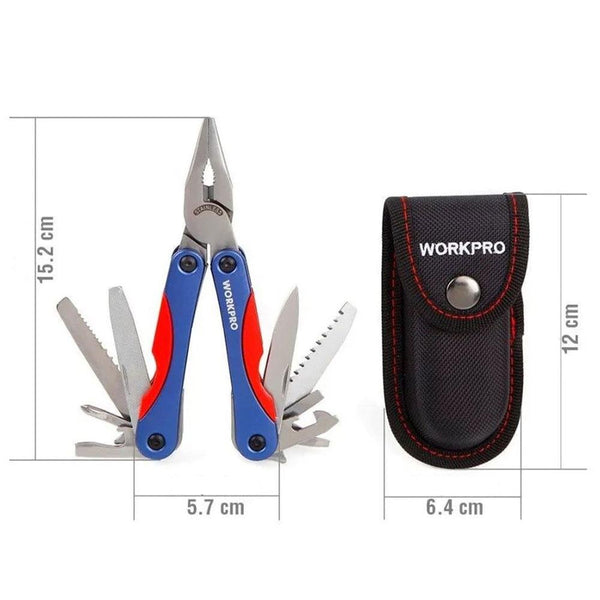WORKPRO WP382017 12 IN 1 Çok Fonksiyonlu Profesyonel Mini Pense Seti + Taşıma Kılıfı - Onivias