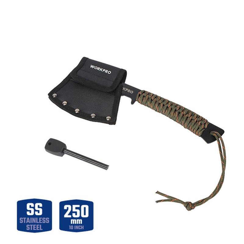 WORKPRO WP383002 250MM Çoxfunksiyalı Düşərgə Baltası + Maqnezium Alovlandırıcı