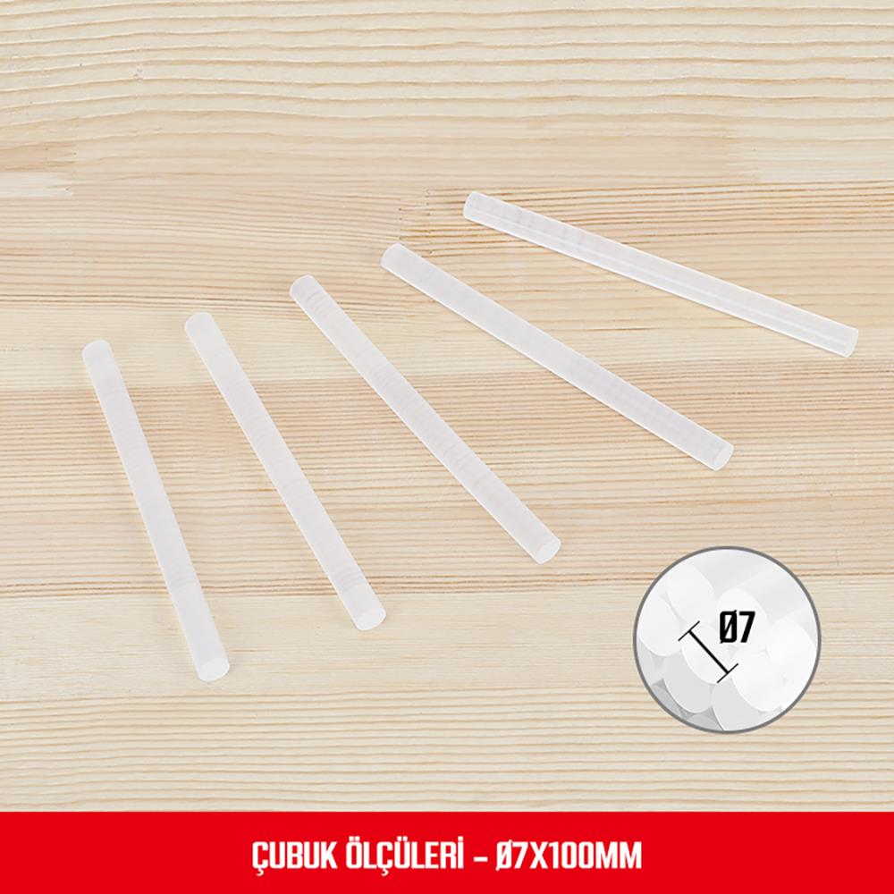 WORKPRO WP432001 7x100mm Sıcak Silikon Tabancası İçin 100 Adet Şeffaf Yedek Silikon/Mum - Onivias