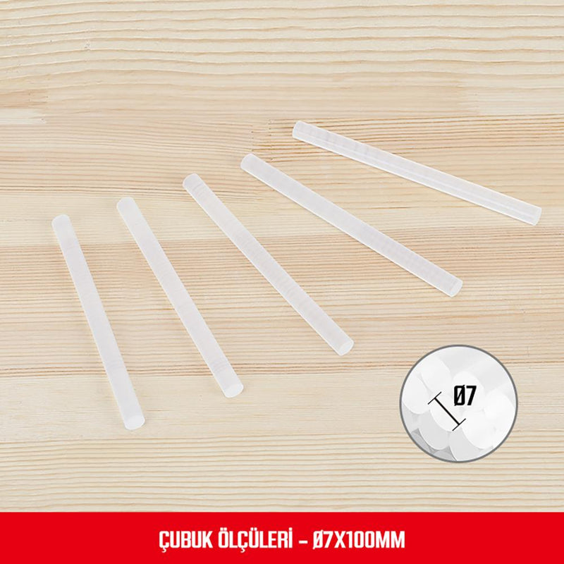WORKPRO WP432001 7x100mm Sıcak Silikon Tabancası İçin 100 Adet Şeffaf Yedek Silikon/Mum