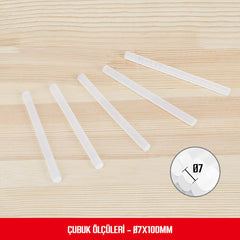 WORKPRO WP432001 7x100mm Sıcak Silikon Tabancası İçin 100 Adet Şeffaf Yedek Silikon/Mum - Onivias