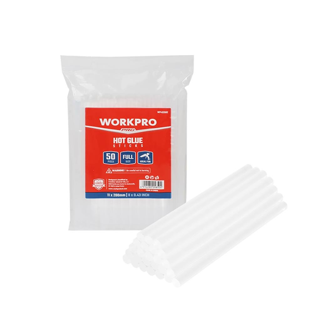 WORKPRO WP432002 11x200mm Sıcak Silikon Tabancası İçin 50 Adet Şeffaf Yedek Silikon/Mum - Onivias