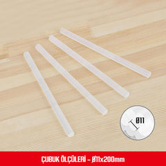 WORKPRO WP432002 11x200mm Sıcak Silikon Tabancası İçin 50 Adet Şeffaf Yedek Silikon/Mum - Onivias