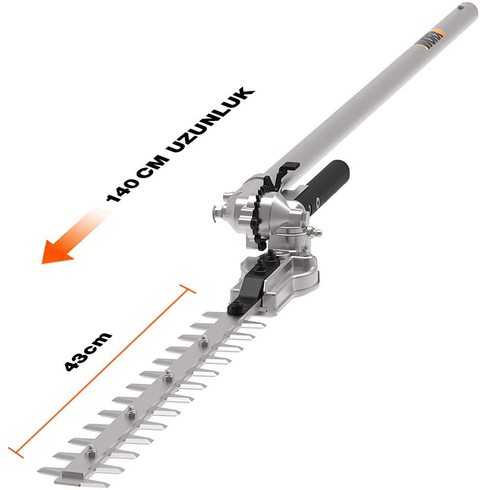 WORX WA0220 WG186E.1 ile Uyumlu 43CM Teleskobik Uzatmalı Açı Ayarlı Çit Budama Başlığı - Onivias