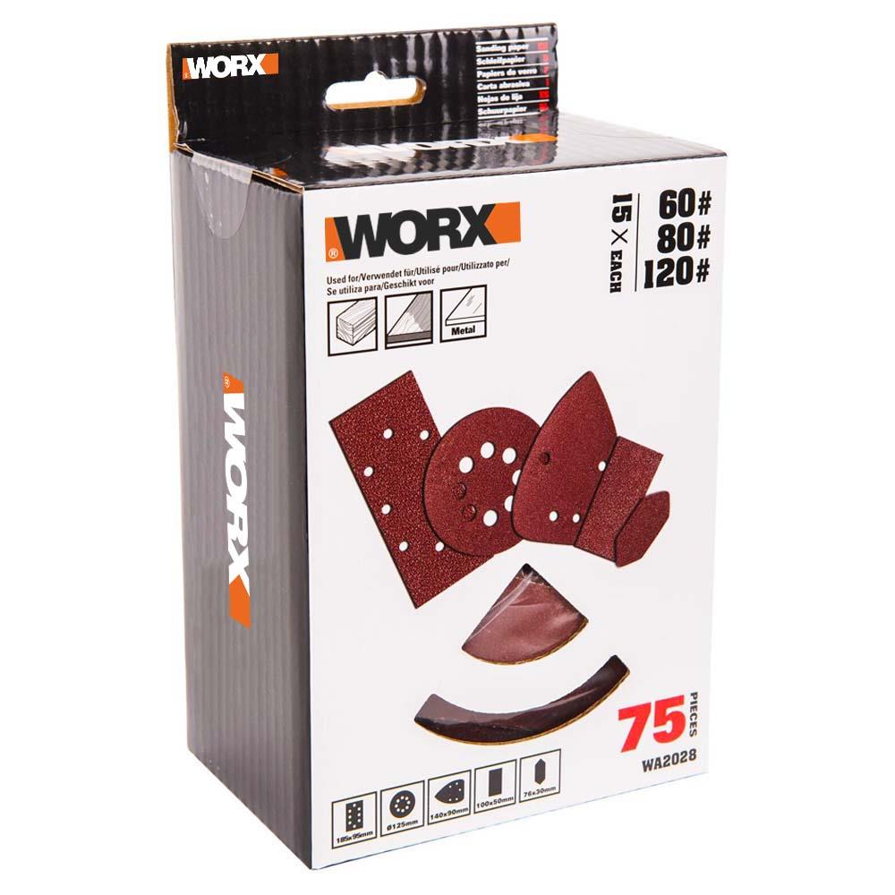 WORX WA2028 60, 80, 120 Kum, Metal ve Ahşap 75 Adet Cırtlı Zımpara Kâğıdı Seti - Onivias