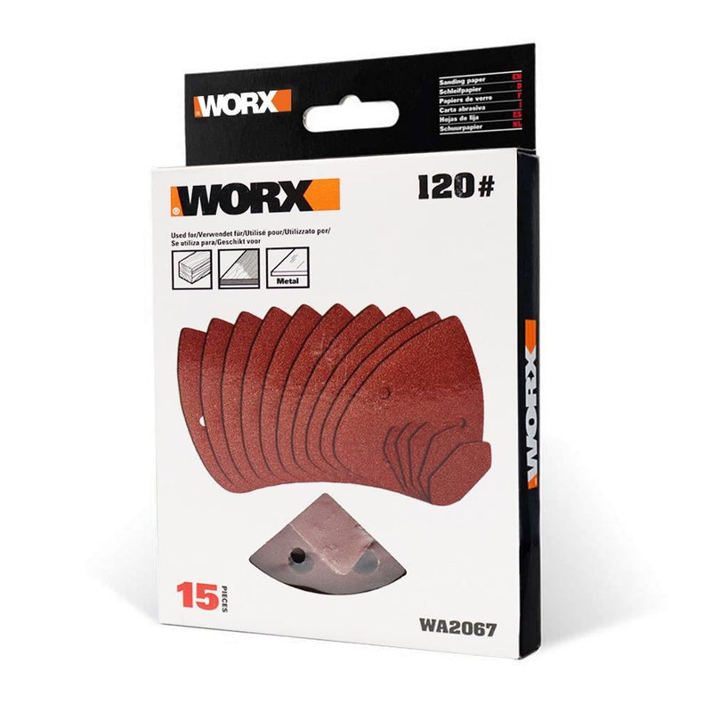 WORX WA2067 140x90mm 120 Qum, 15 Parça Velcro Universal Siçan Zımpara 