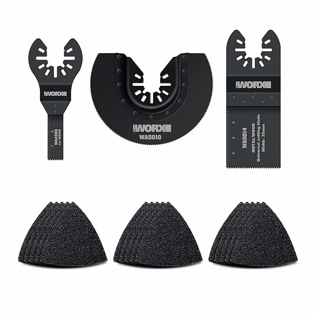 WORX WA5099 18 Parça Universal Metal, Ahşap Kesme ve Zımpara Kâğıdı Aksesuar Seti - Onivias