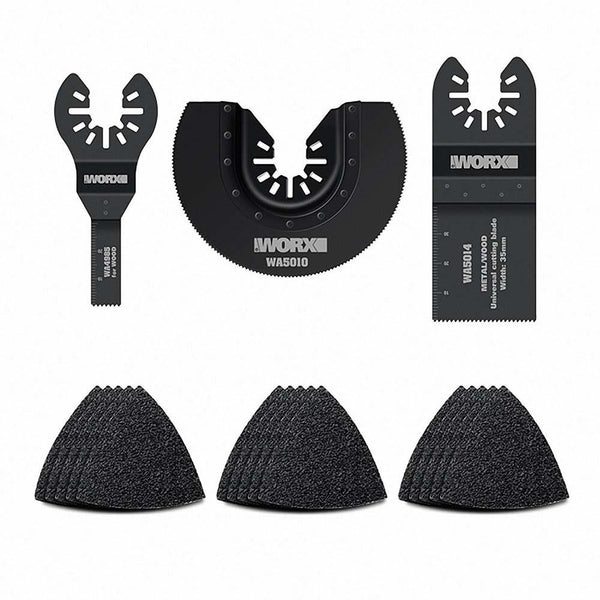 WORX WA5099 18 Parça Universal Metal, Ahşap Kesme ve Zımpara Kâğıdı Aksesuar Seti - Onivias