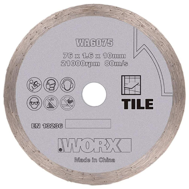 WORX WA6075 WX801 üçün 76x10mm Kafel, Keramika, Mərmər Almaz Kəsmə Diski