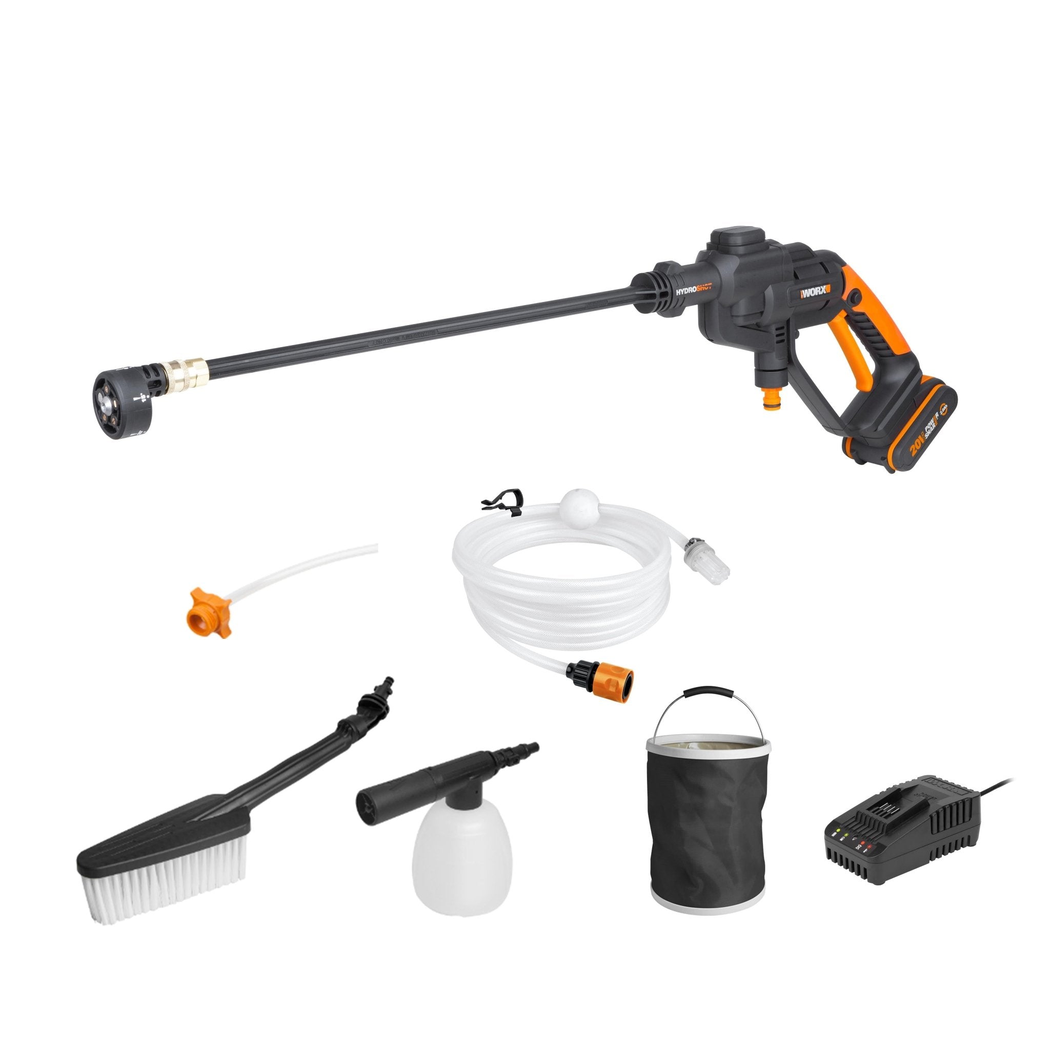 WORX WG620E.2 20Volt 2.0Ah. Li - ion 24 Bar Basınçlı Yıkama Tabancası + 4 Parça Yıkama Seti - Onivias