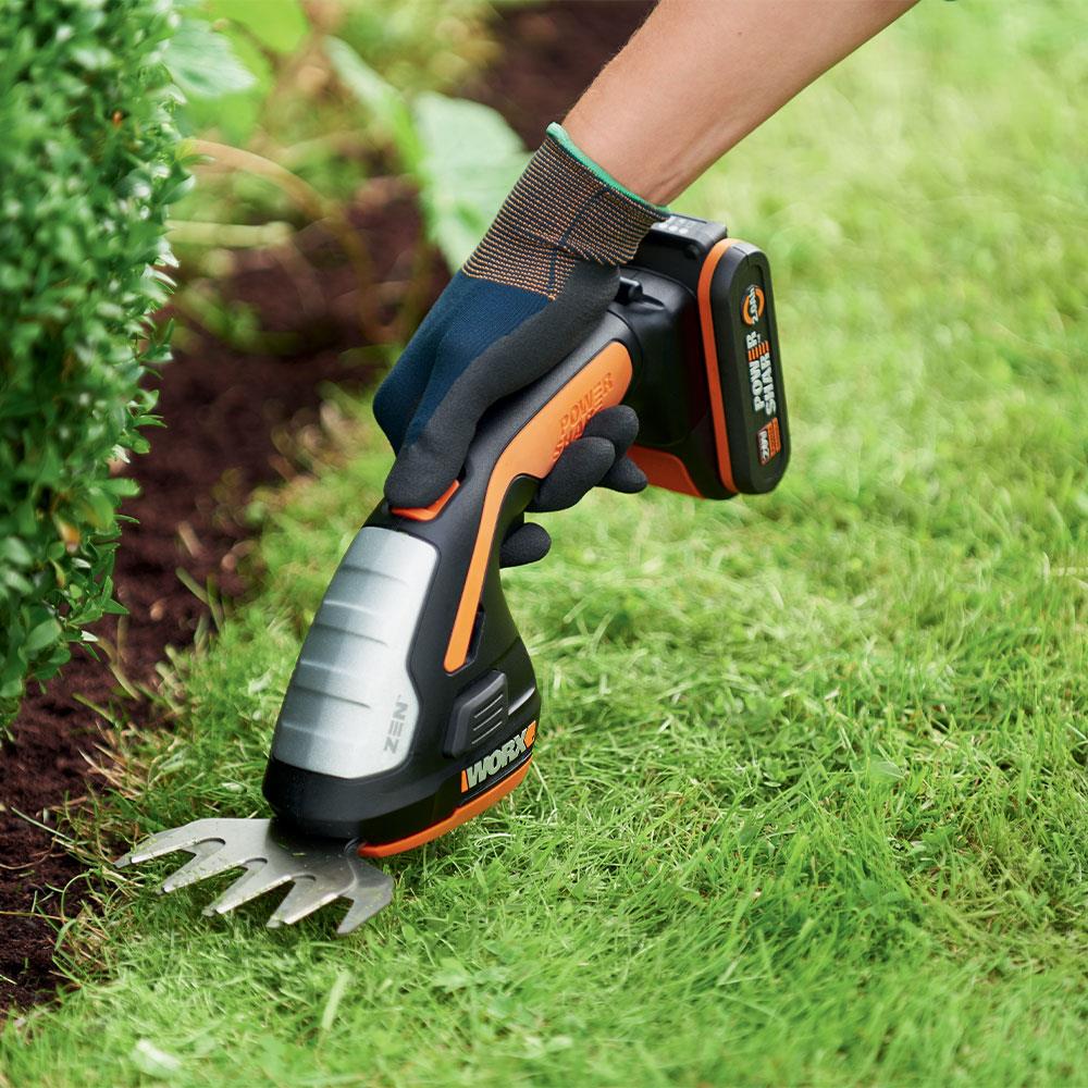 WORX WG801E 20Volt 2.0Ah. Li - ion Şarjlı Profesyonel Avuç İçi Çim Kesme, Çit Budama - Onivias
