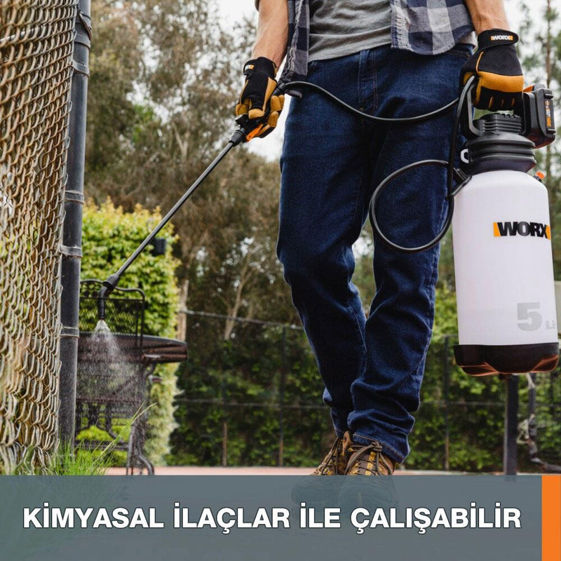 WORX WG829E 20Volt 2.0Ah. Li-ion 5Lt. Çiyin qayışı təzyiqli çiləmə və dezinfeksiyaedici nasos 