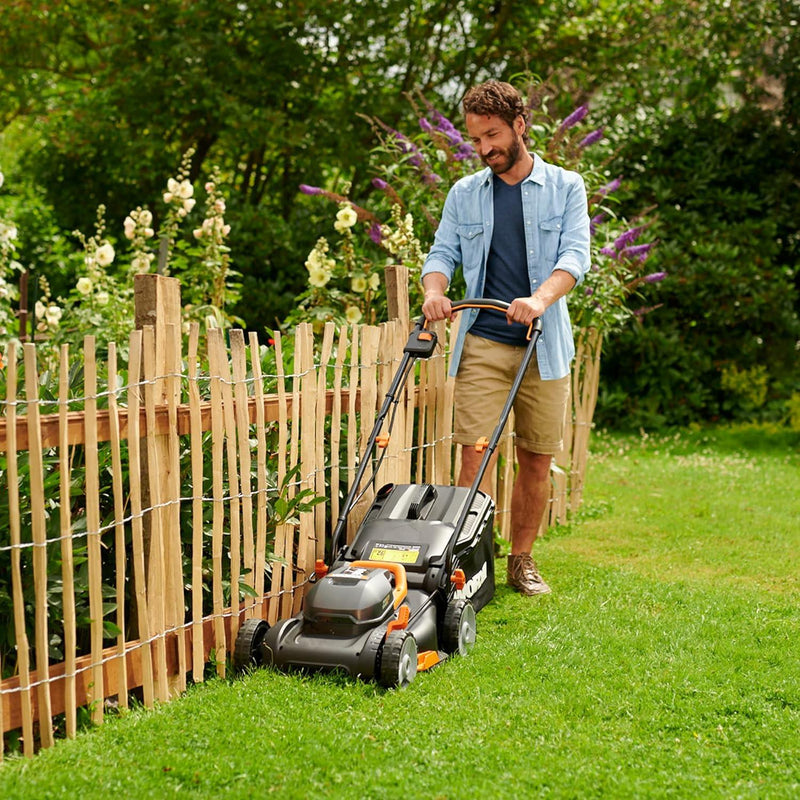 WORX WG927E 40Volt 2.0Ah. Li-ion 34 sm Peşəkar Doldurulan Çəmən Biçən + WG157E.9 20Volt Ot və Kenar Kəsicisi 