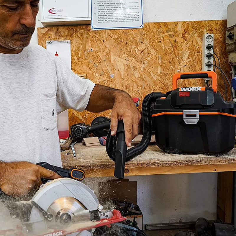 WORX WX031 20Volt 4.0Ah. 200W/16Kpa Li-ion Karbonsuz Çevik Şlanq Peşəkar Doldurula bilən Yaş/Quru Tozsoran və Üfleyici 