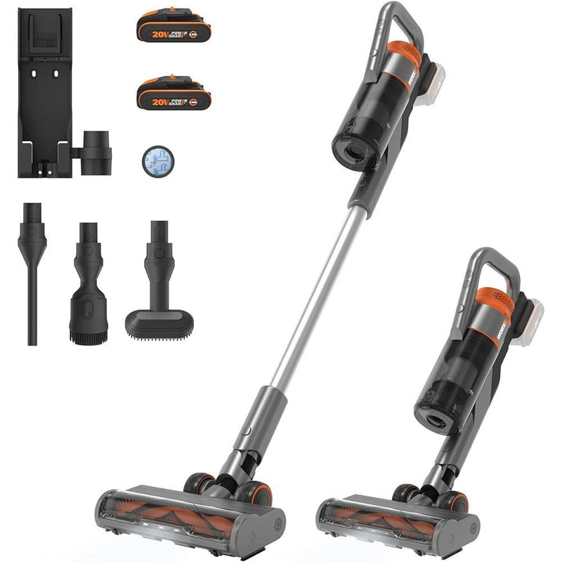 WORX WX038 20Volt 2.0Ah. Li-ion 105 Watt İkiqat Batareya Karbonsuz Siklonik Sistem Yenidən doldurulan Şaquli Tozsoran