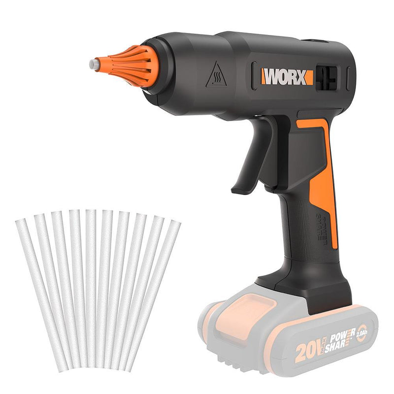 WORX WX045.9 20Volt 11MM Professional isti mum yapışqan tabancası + 10 silikon (batareya daxil deyil)