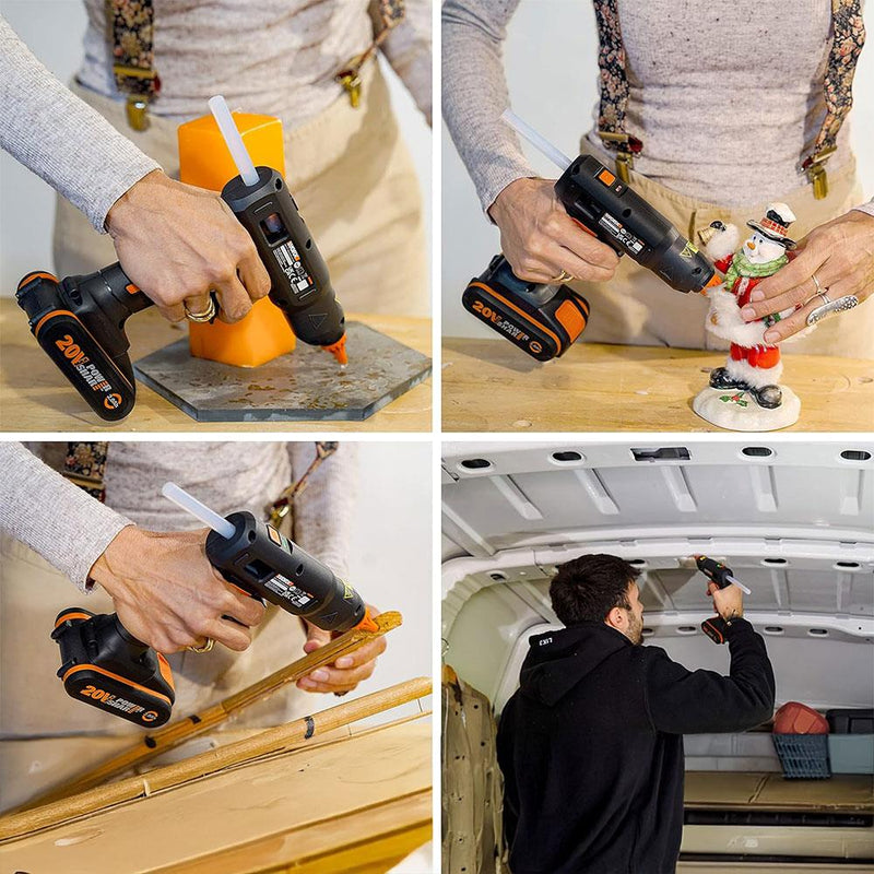 WORX WX045.9 20Volt 11MM Professional isti mum yapışqan tabancası + 10 silikon (batareya daxil deyil)