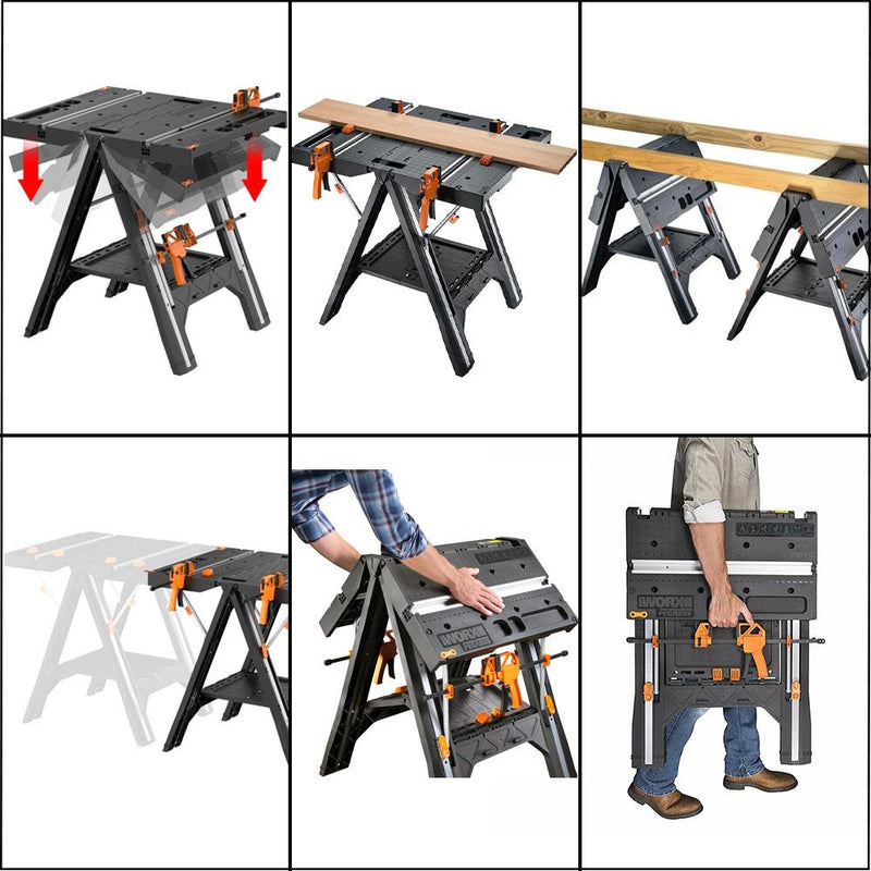 WORX WX051 Çoxfunksiyalı Qatlana bilən İş Dəzgahı + 2 Tətikli İşgəncə