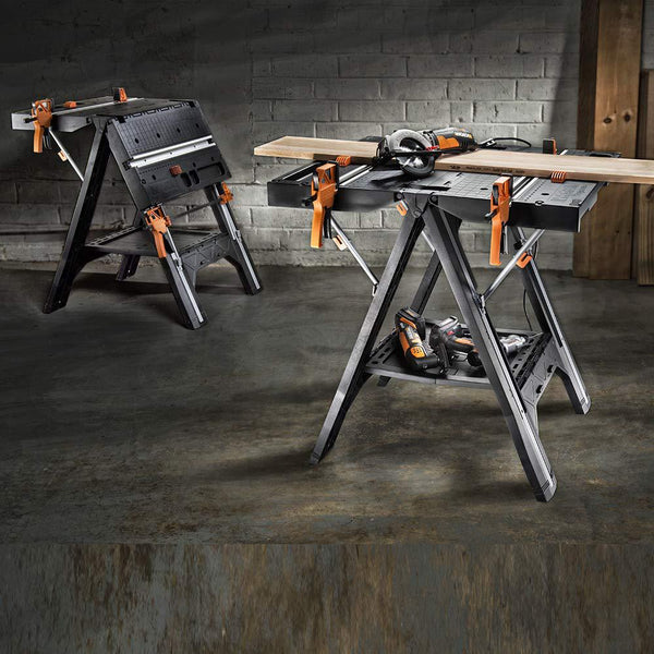 WORX WX051 Çok Fonksiyonlu Katlanabilir Çalışma Tezgâhı + 2 Adet Tetik İşkence - Onivias