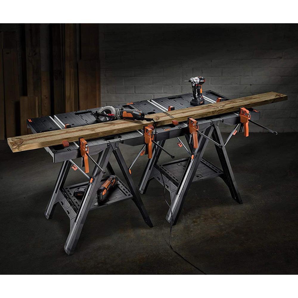 WORX WX051 Çok Fonksiyonlu Katlanabilir Çalışma Tezgâhı + 2 Adet Tetik İşkence - Onivias