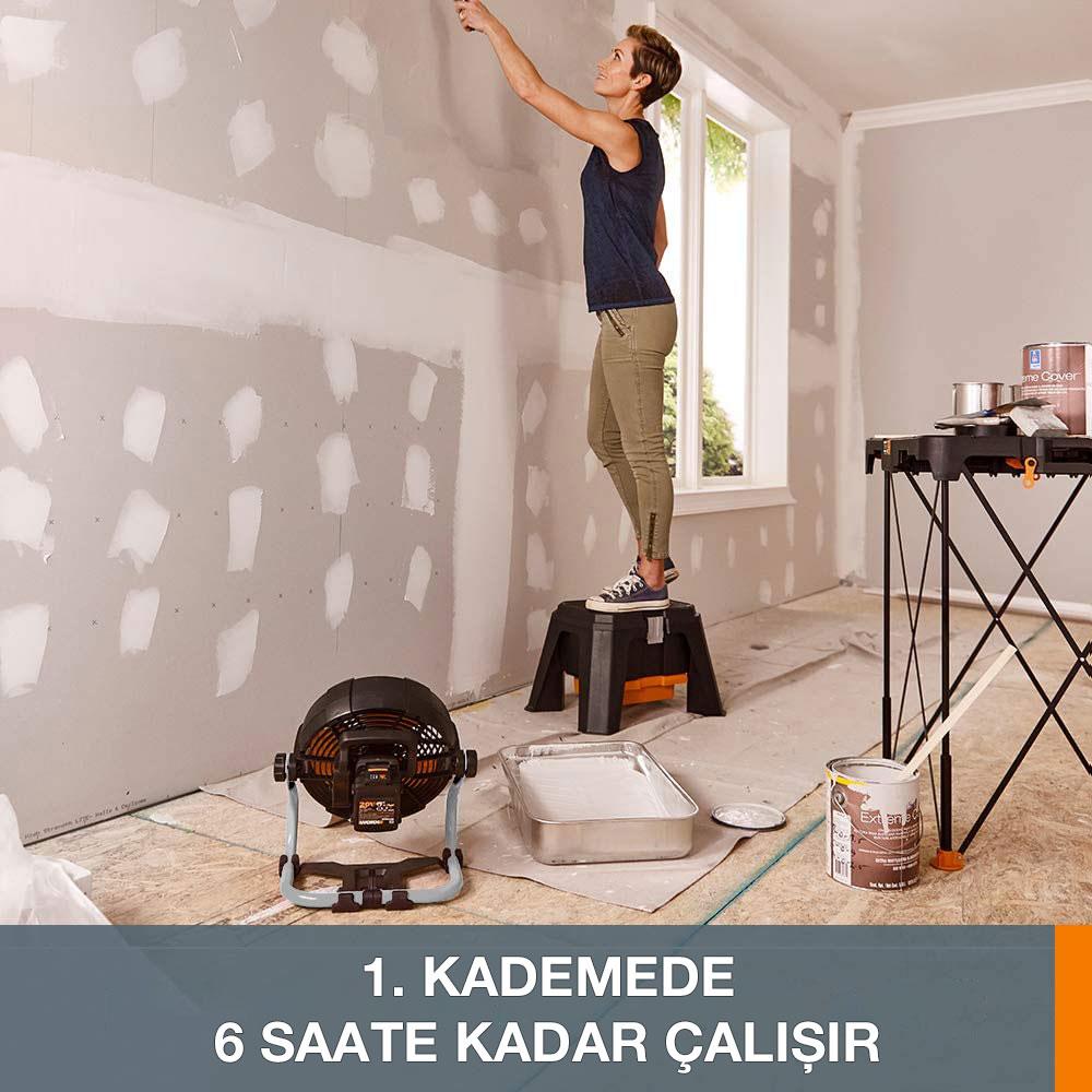 WORX WX095 20Volt 2.0Ah. Li - ion 242mm Profesyonel Hibrit Şantiye Fanı/Vantilatör - Onivias