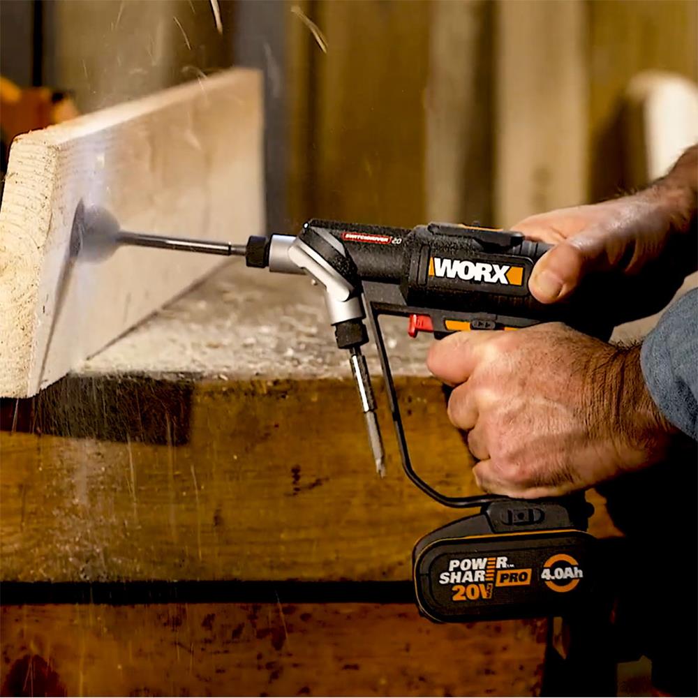WORX WX177.9 20Volt Döner Kafa ve Çift Mandrenli Profesyonel Kömürsüz Şarjlı Matkap + 6 Parça Uç (Akü Dahil Değildir) - Onivias