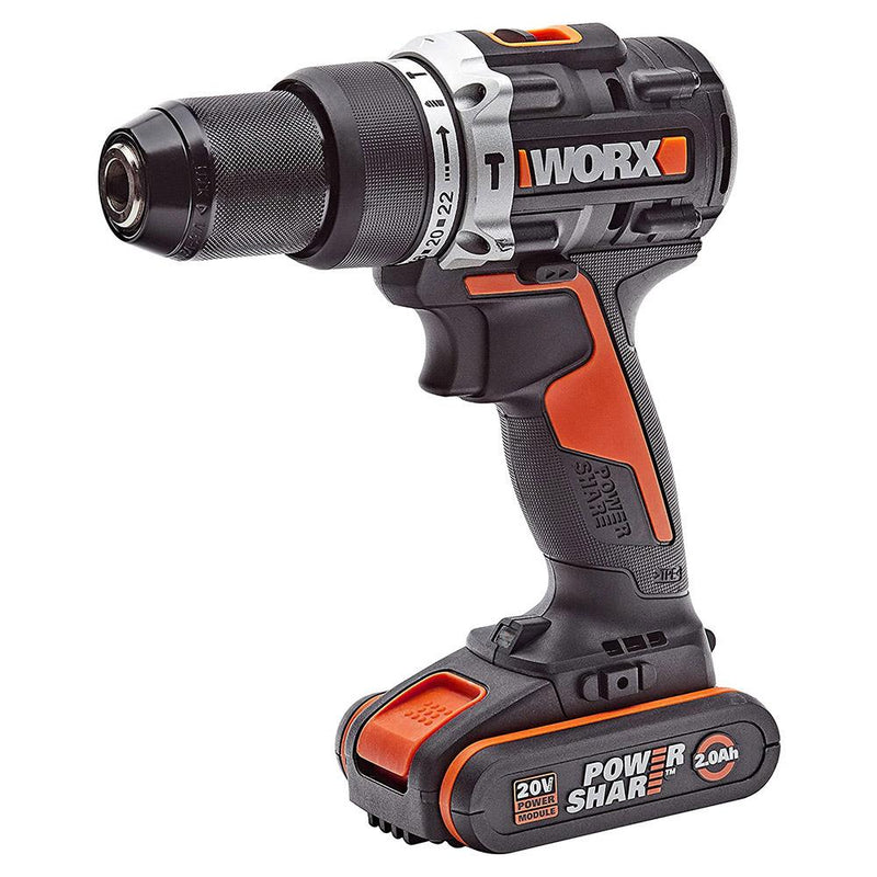 WORX WX352 20Volt/2.0Ah Li-ion İkili Batareya Fırçasız Professional Simsiz Zərbəli Qazma 
