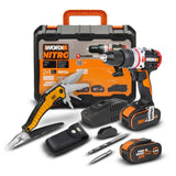 WORX WX354.4CK 20Volt/4.0Ah Li-ion Çift Akülü Kömürsüz Profesyonel Şarjlı Darbeli Matkap + DA980045 9 Çok Fonksiyonlu 27CM Çelik Kamp Çakısı